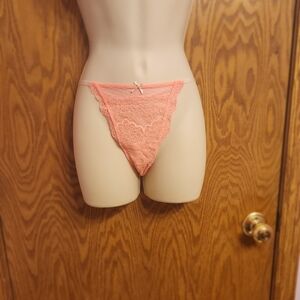 Victoria Secret Elegant Coral Lace Panty Sz Med NWT